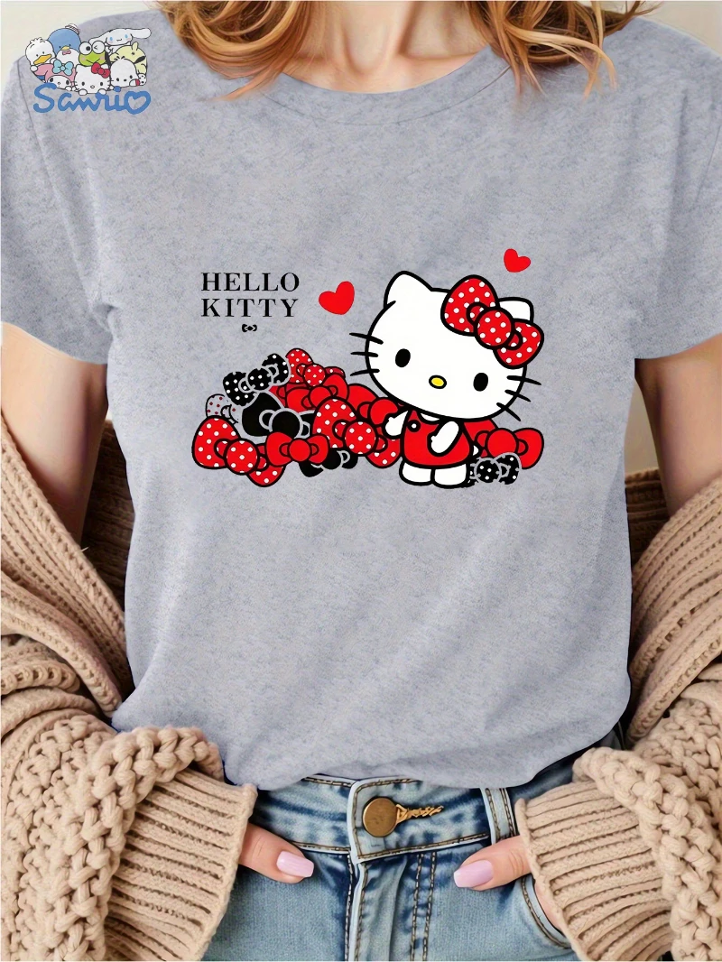 2025 الصيف مرحبا كيتي سانريو سيدة القوس طباعة الراقية الفاخرة هي لكل من الرجال والنساء أفضل Y2k