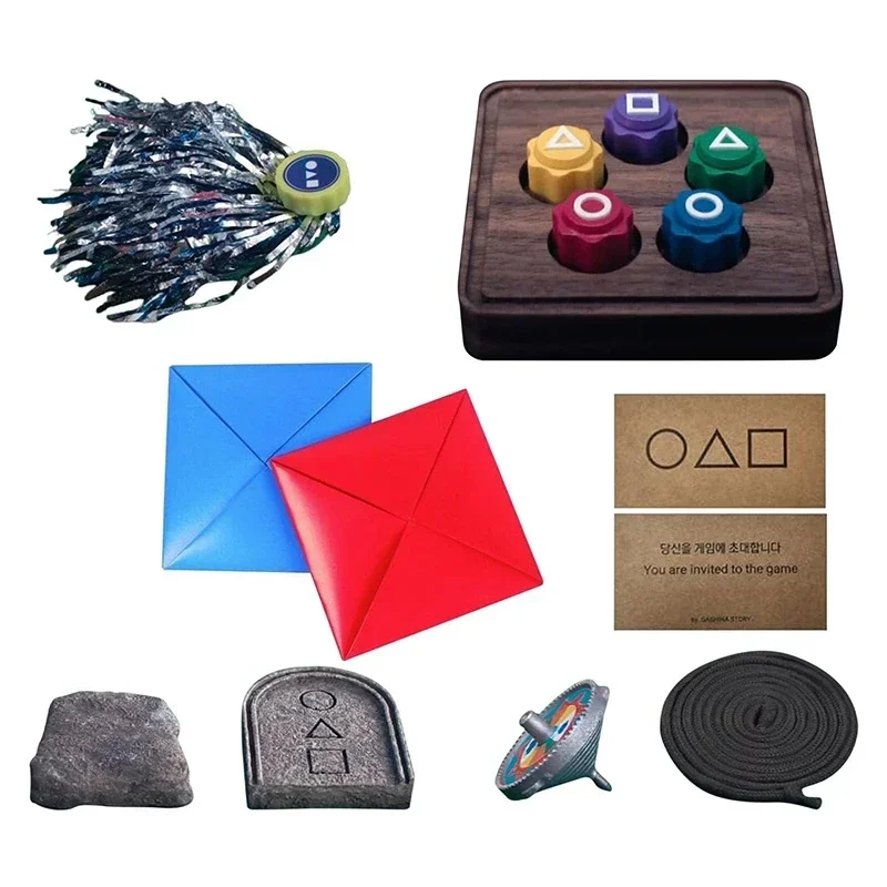 Juegos de juegos folclóricos coreanos, accesorios de juego de dados para fiesta, círculo cuadrado, triángulo, accesorios de juego de fiesta familiar, película coreana, juego de calamar, 5 uds.