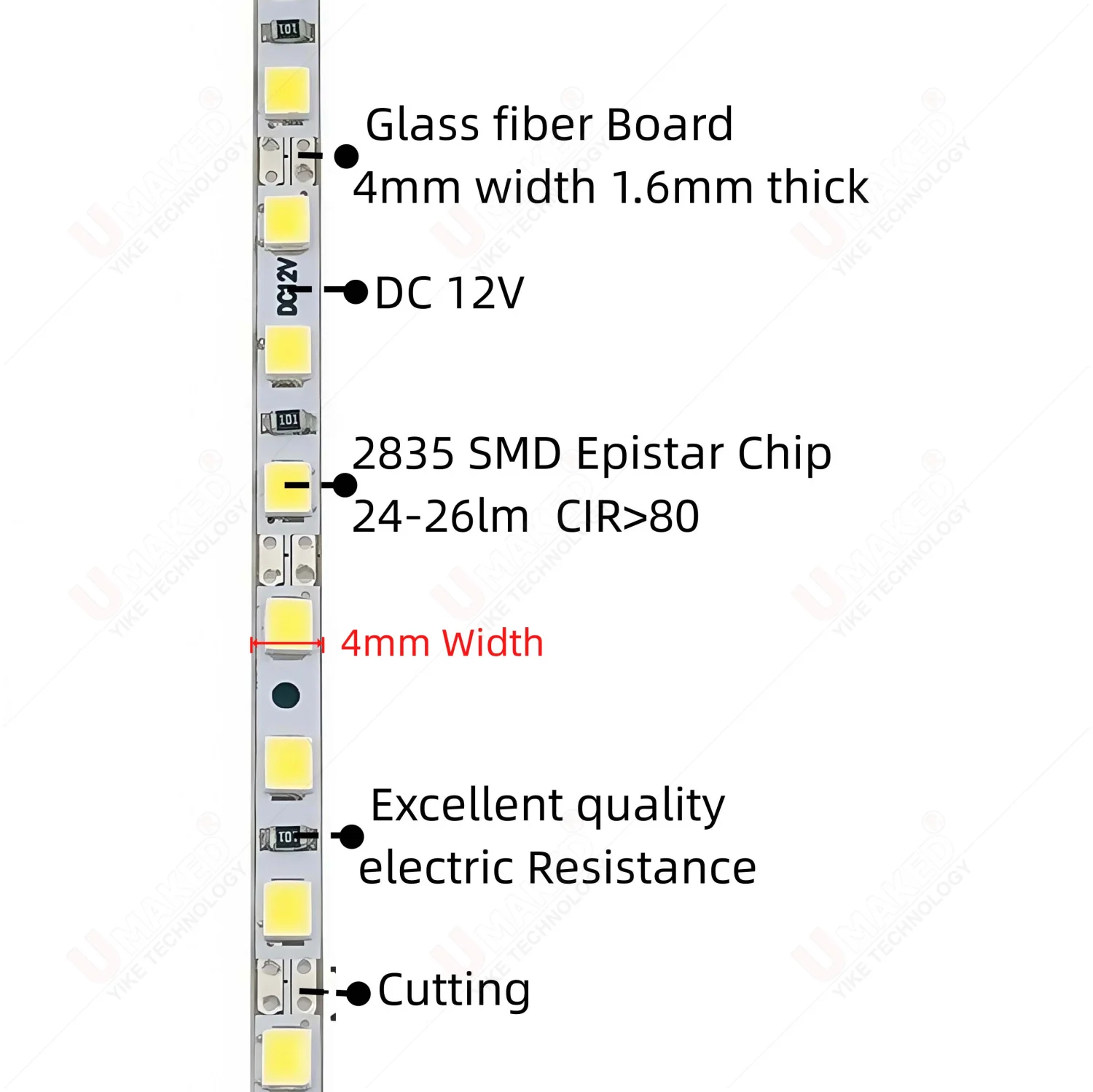 50/100pcs SMD2835 4mm 50/100cm led bar light Super Bright Hard Bar Light 12V 90LEDs/m 2835 Led Strip Backlight White decorate
