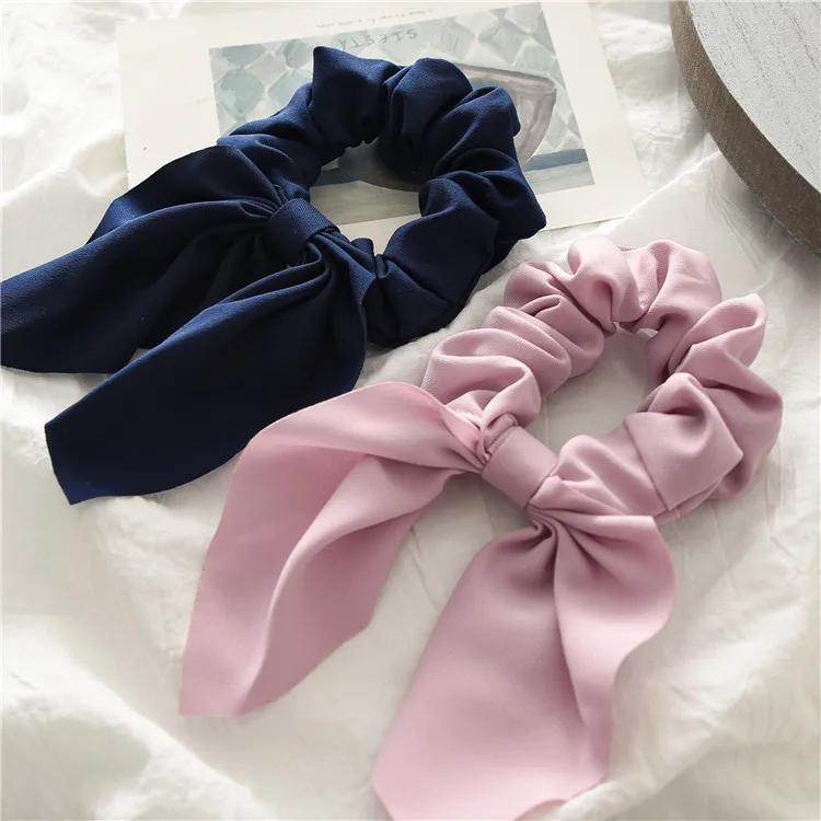 Good Quality Solid Color Yellow Camel Pink Hair Band Hair Gym XL Personalized Premium Rabbit Solid color ear scrunchies