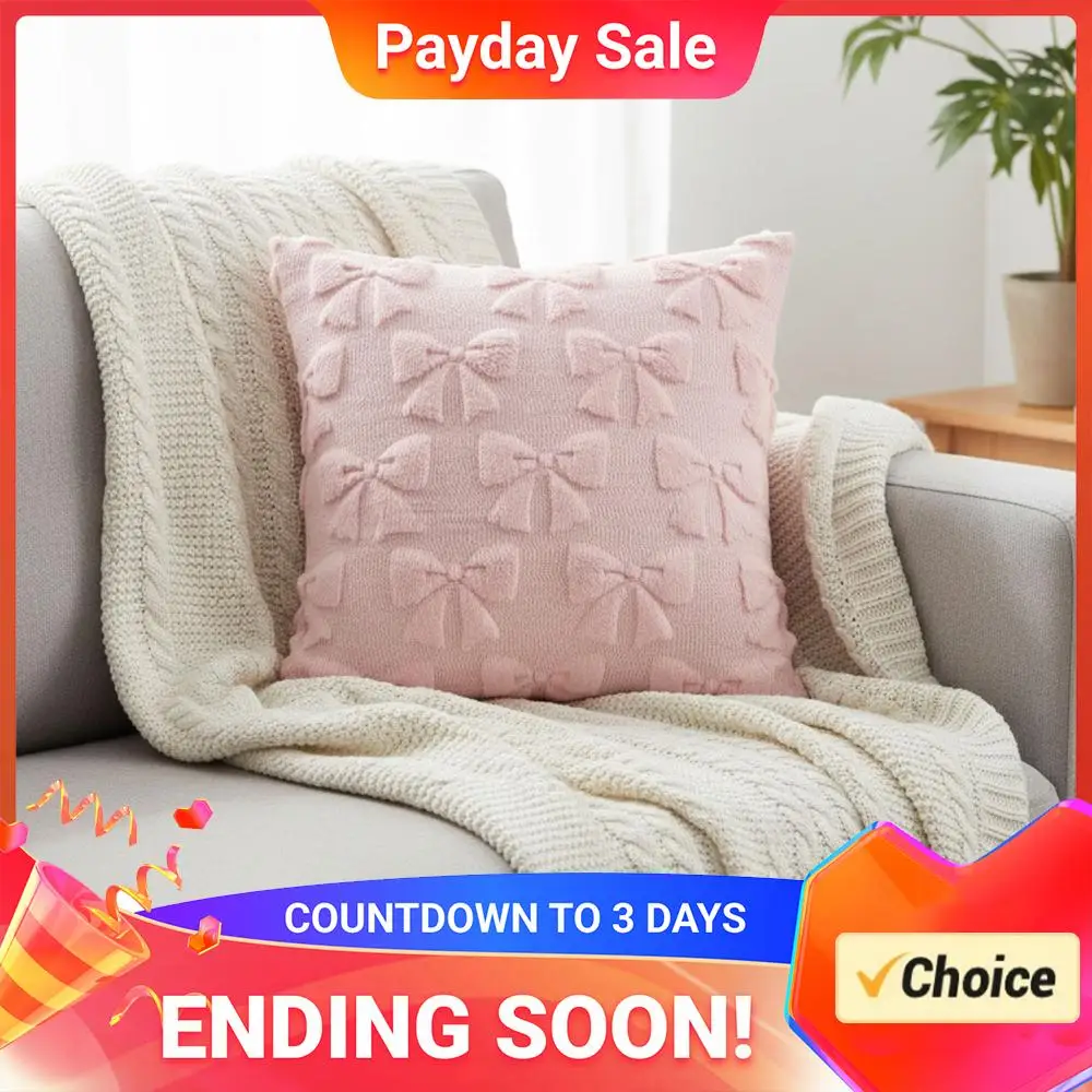 Decorative Bowknot Pillowcase Washable Festive Decoration Cushion Sleeve Multi-Purpose for Bedroom Sofa Living Room Couch Bed