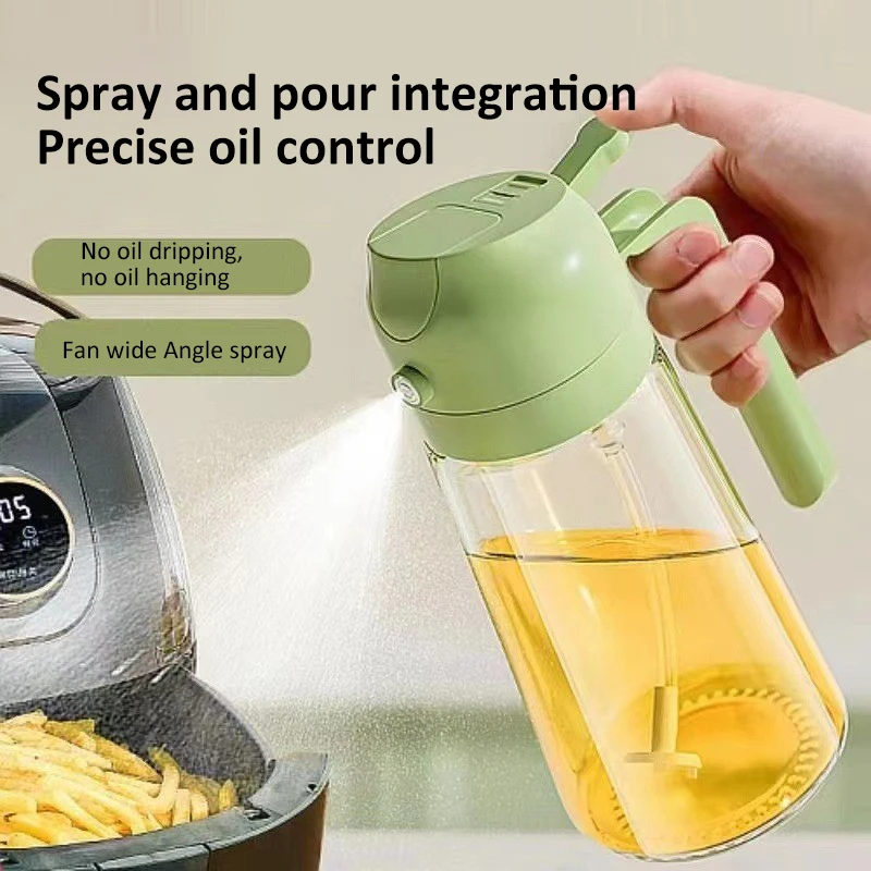 2 in1 Oil Spray Bottle for Cooking Kitchen Anti-leakage Olive Oil Dispenser Oil Storage Bottle Air Frying Salad Spray Container