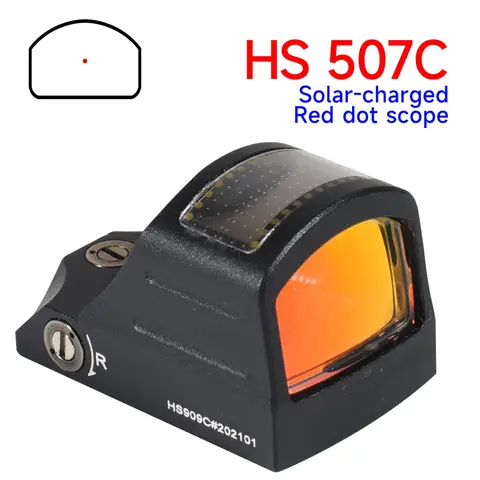 HS 507C Solar Red Dot Sight Optics Scopes Reflex Sight Tactical Adjustable Compact Scope Fit 20mm Rail Mount