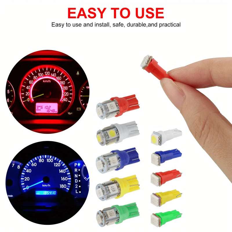 

70pcs T5 T10 5050-SMD LED Speedometer Instrument Gauge Cluster Dash Light Bulbs