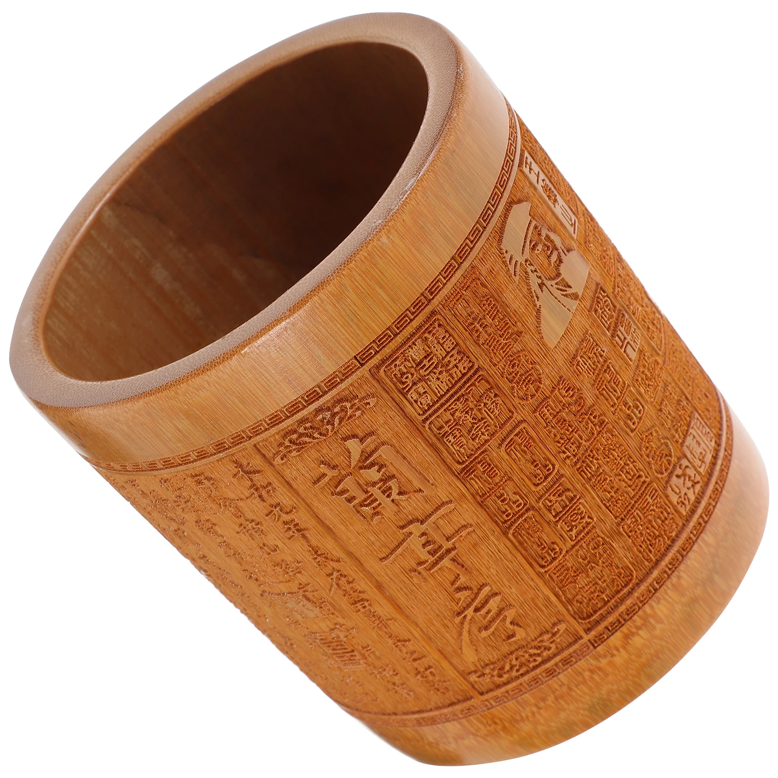 

Bamboo Pen 0.3-0.5kg Carving Desk Organizer Carving Pen Holder Bamboo Stationery Cup for Makeup Brush Pens