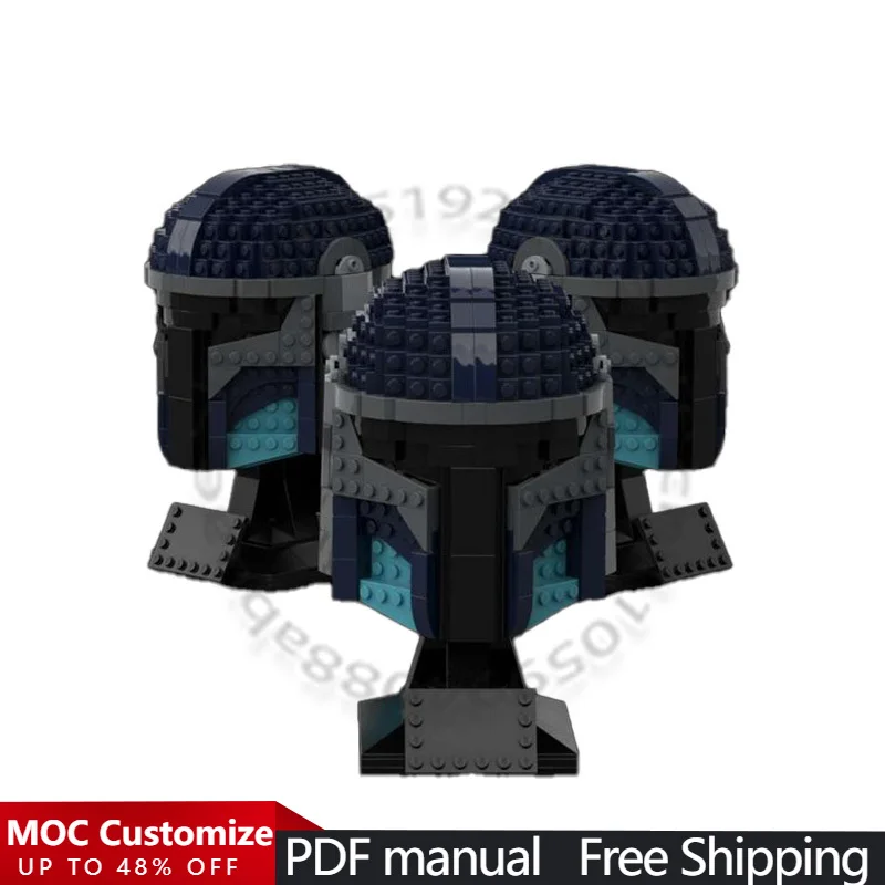 

591 PCS Armor Helmet Bricks Helmet Ragnar MOC Customize Modular Building Block Simple Design Creative DIY Boys Festival Toy Gift