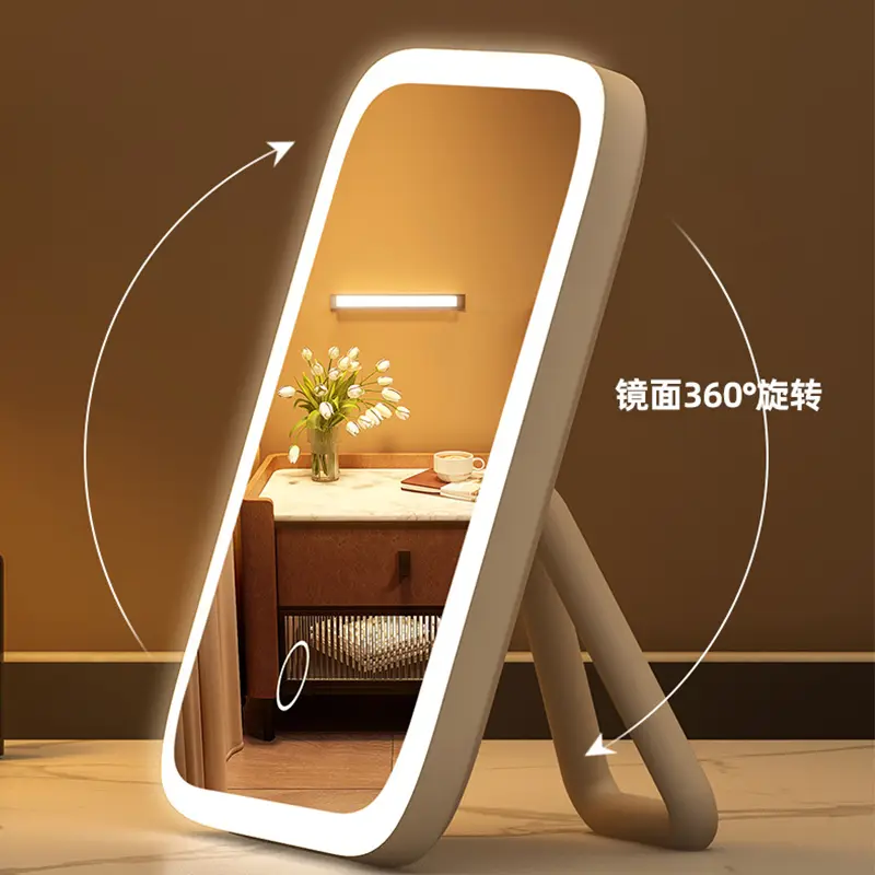 LED 데스크탑 채우기 빛 작은 거울, 빛이있는 화장 거울, 소녀 침실 드레싱 테이블 거울, 3 색 조명 화장대 거울