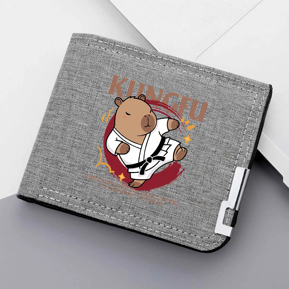 Capybara Anime Canvas Wallet Boys Short Folding Wallet Men's Card Holder Coin Wallet Gift