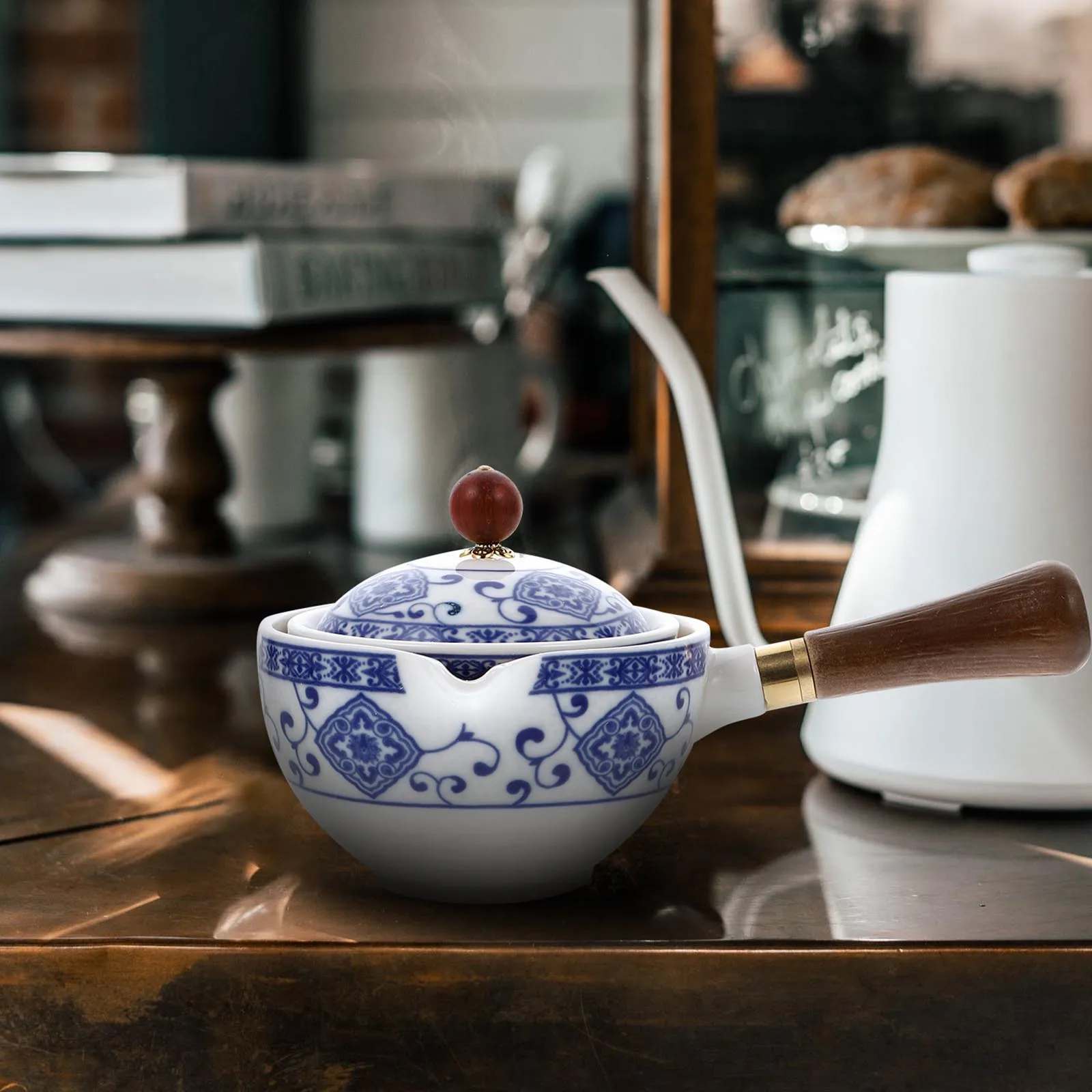 

Retro Ceramic Teaware Heat Resistant Tea Pot 360° Rotation Kettle Chinese Style for Home Office Tea Kitchen Tool Set