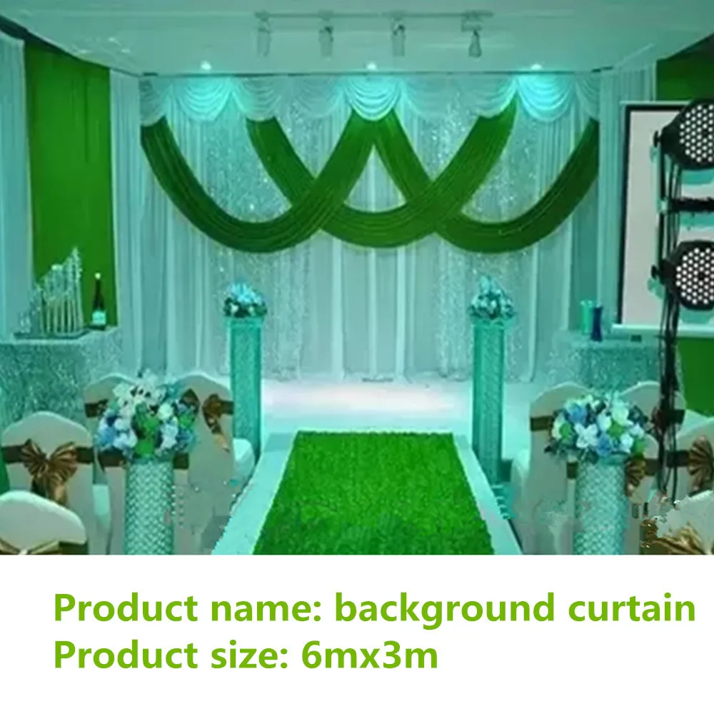 Wedding Backdrop With Sequins Swags Party Background Decoration Stage Backcloth Stage Curtain 3x6m Backdrop Church Stage Decorat