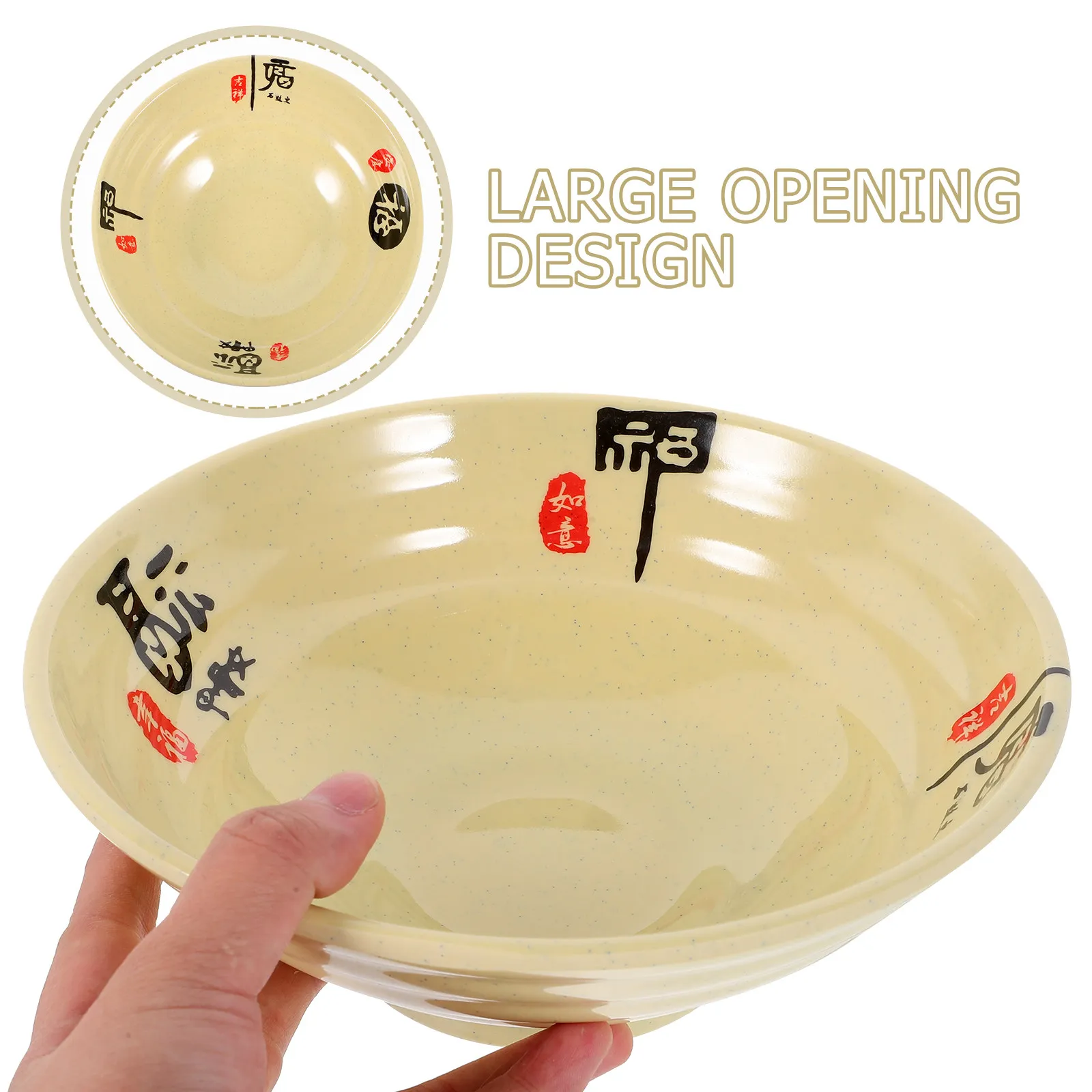 

1Pcs Sturdy Melamine Bowl Smooth Rim Large Size for Food Serving Soup Noodles Salad Pasta Fruit Kitchen Bowl Ramen Container