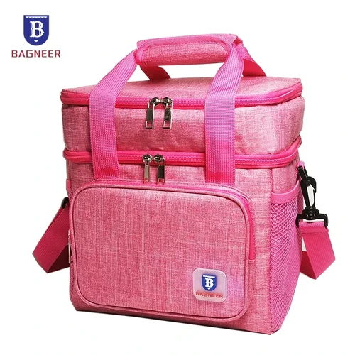 Bolsas térmicas para el almuerzo para acampar, bolsa enfriadora de hielo con aislamiento de doble capa para Picnic, comida, bebida, escuela, bolsas de almacenamiento para viajes al aire libre