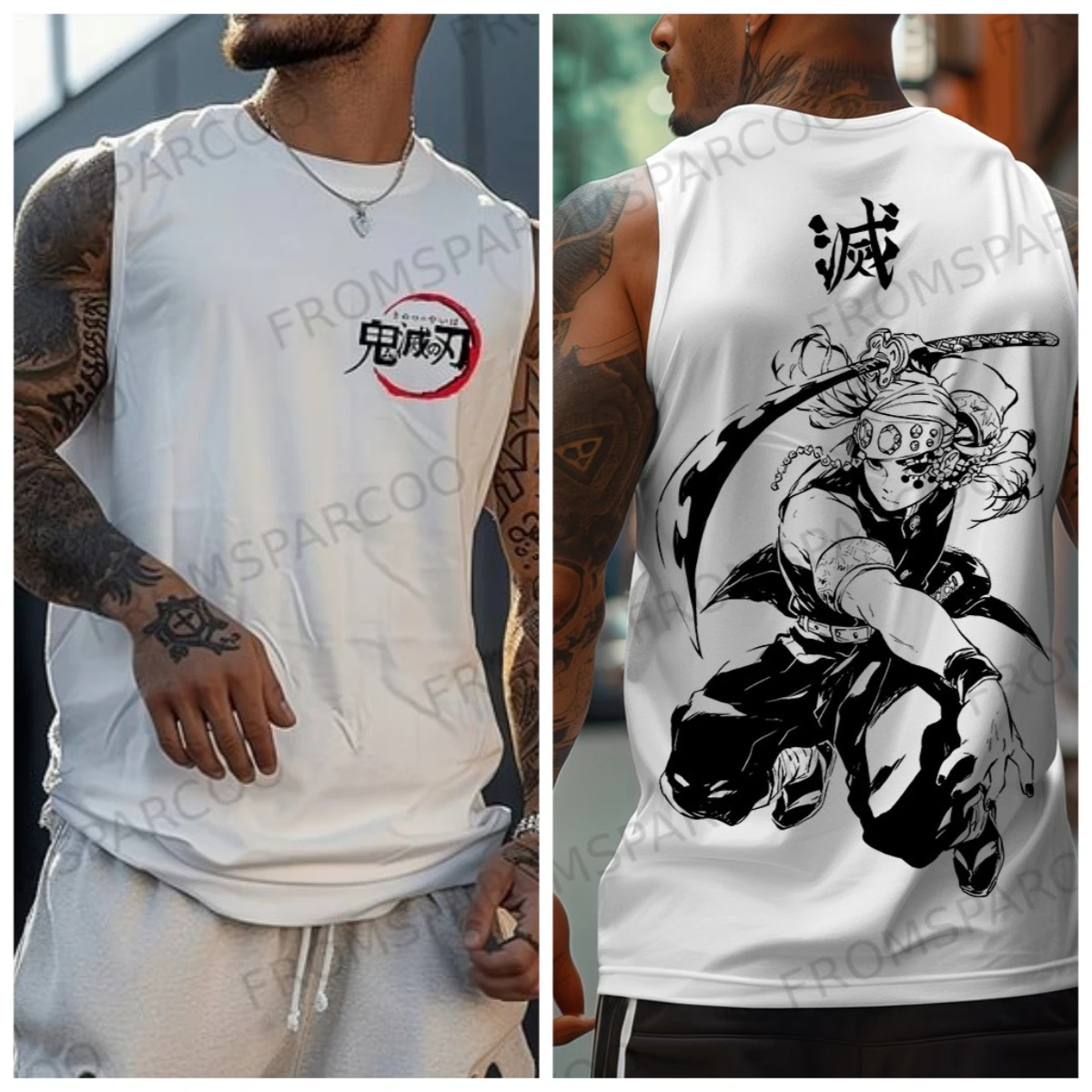 

Bandai Популярная хлопковая майка в стиле аниме, мужская облегающая майка без рукавов для фитнеса и тренировок, мужская спортивная одежда на четыре сезона