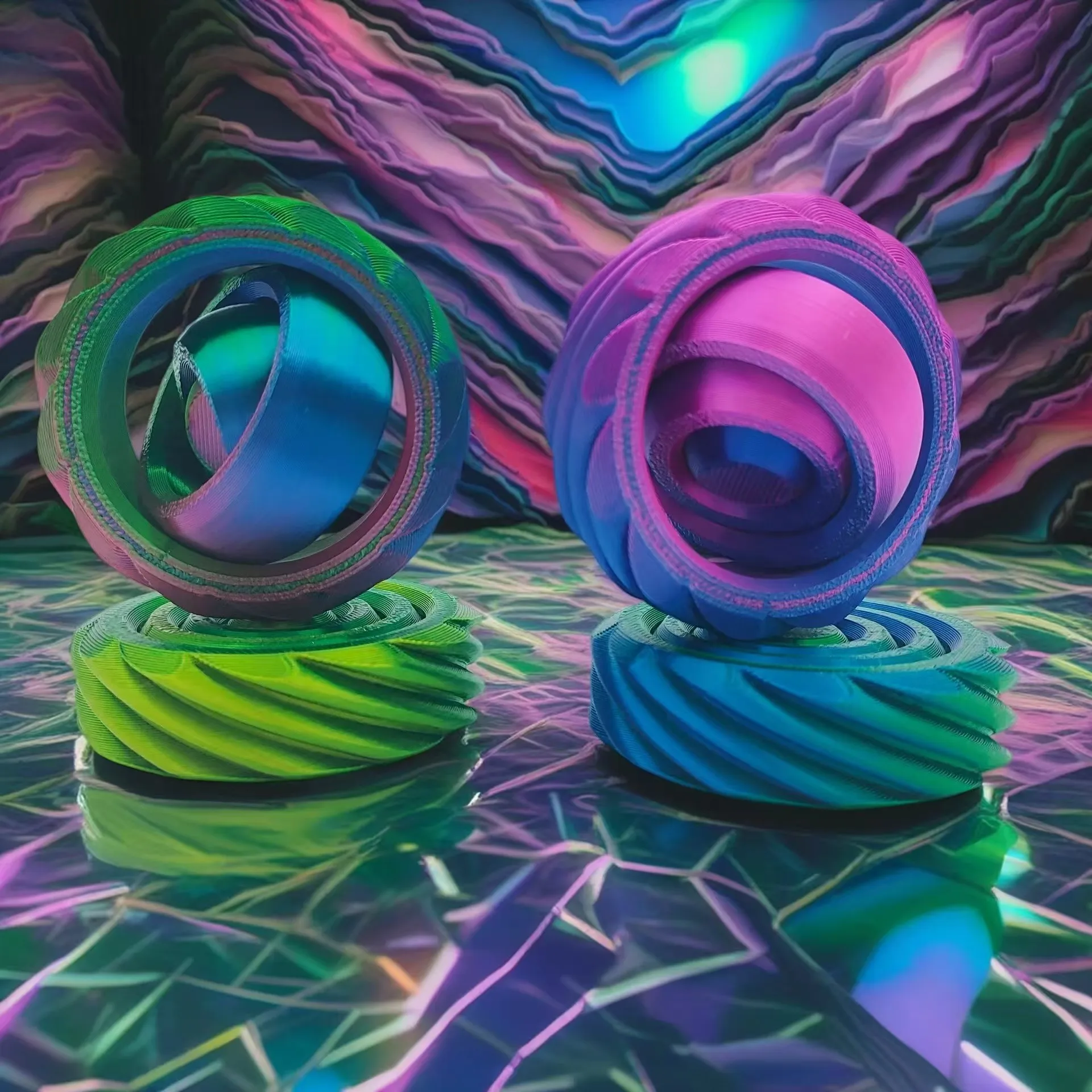 4Pcs Random Color 3D Printed Spinners Art Model- Colorful Rotating Art Model, Craft for Home and Decoration