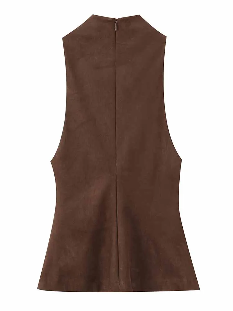 HH 新しい女性の春のファッション多用途スエードテクスチャラウンドネックソリッドカラージッパースリーブレストップス女性のセクシーなカジュアルトップス