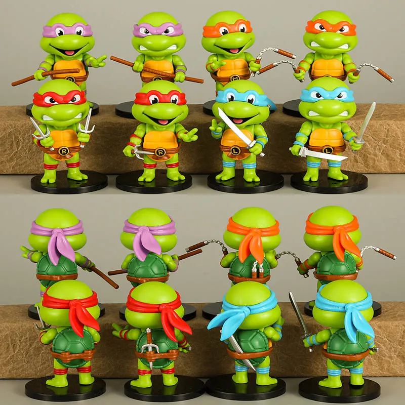 

8 шт. TMNT черепашки ниндзя, экшн-фигурка, игрушка, милый орнамент, полный набор, мультяшная кукла, декор, ручная работа, Kawaii, аниме, ПВХ, подарок на день рождения