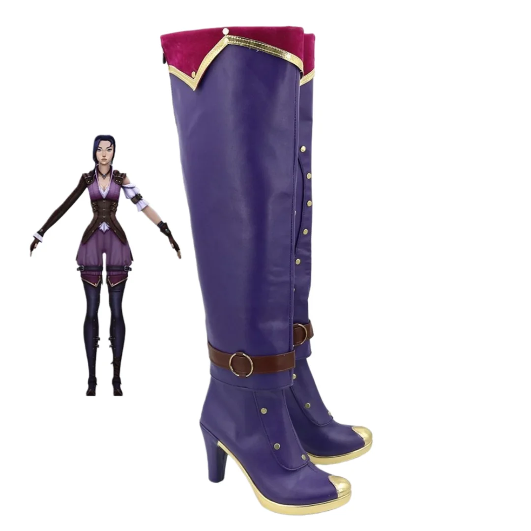 Arcane Caitlyn Cosplay Schoenen Spel Caitlyn Cosplay Laarzen Vrouwen Schoenen Hoge Laarzen Hakken Halloween