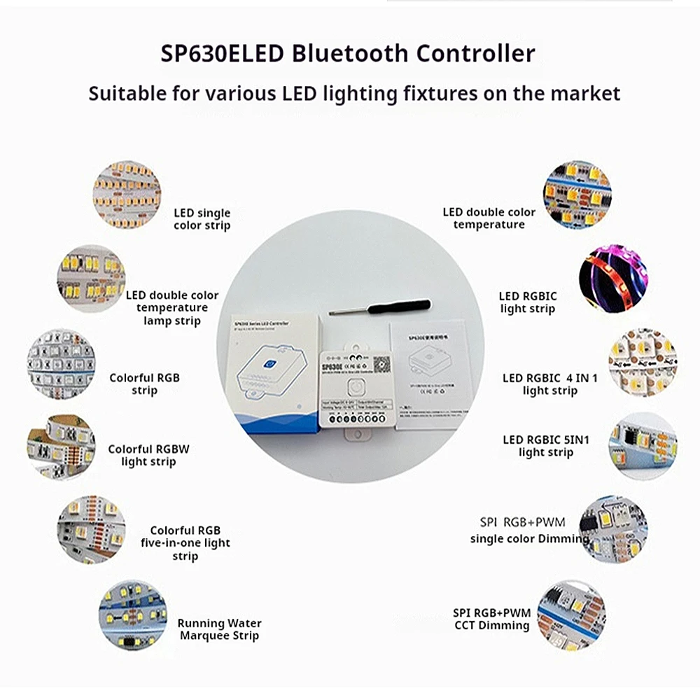 SP630E LED Controller RGBCCT RGBW RGB CCT Single Color 12V 24V 5V Bluetooth Remote SMD5050 2835 COB PWM Pixel Strips Controler