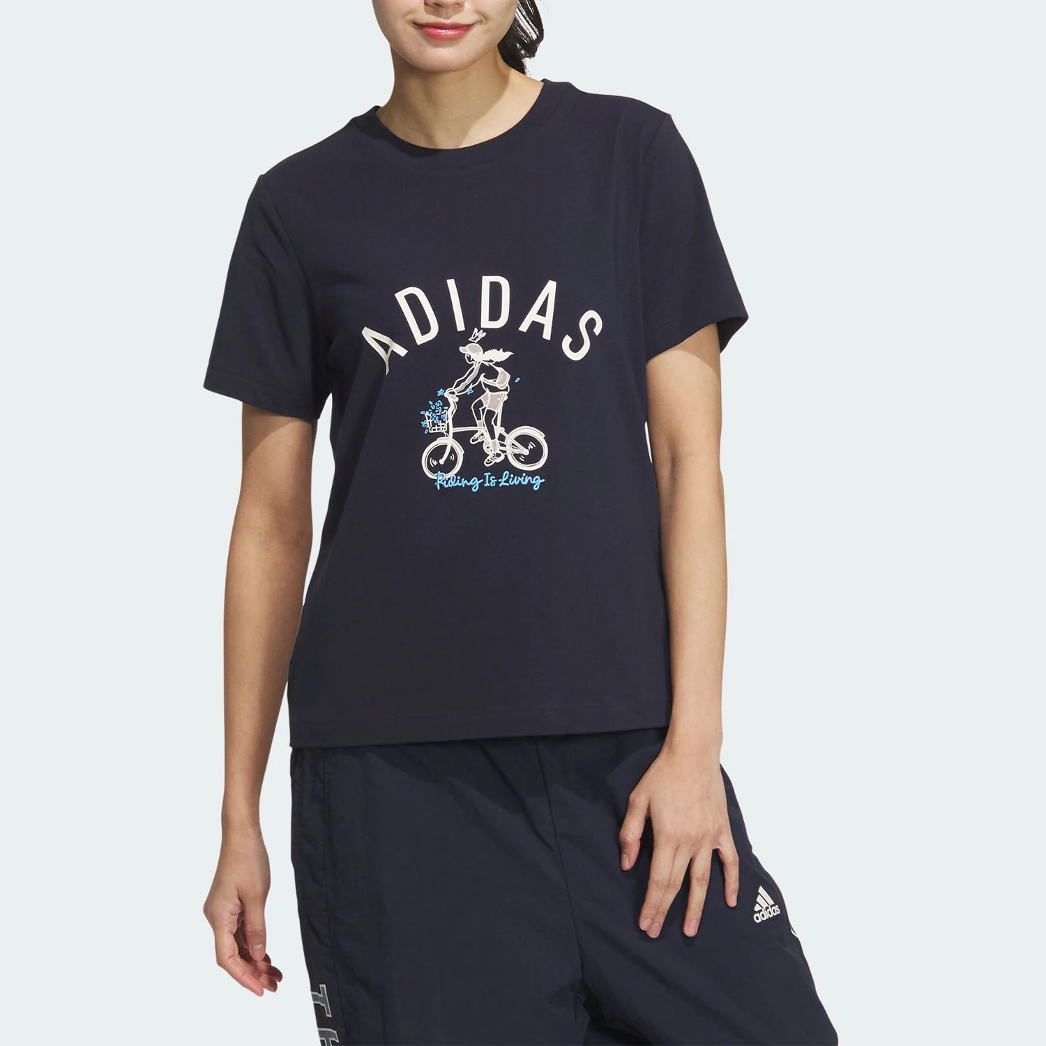 

Adidas Official Genuine W VB TEE2 Женский спортивный спортивный рукав с круглым вырезом и коротким рукавом с принтом JM4960