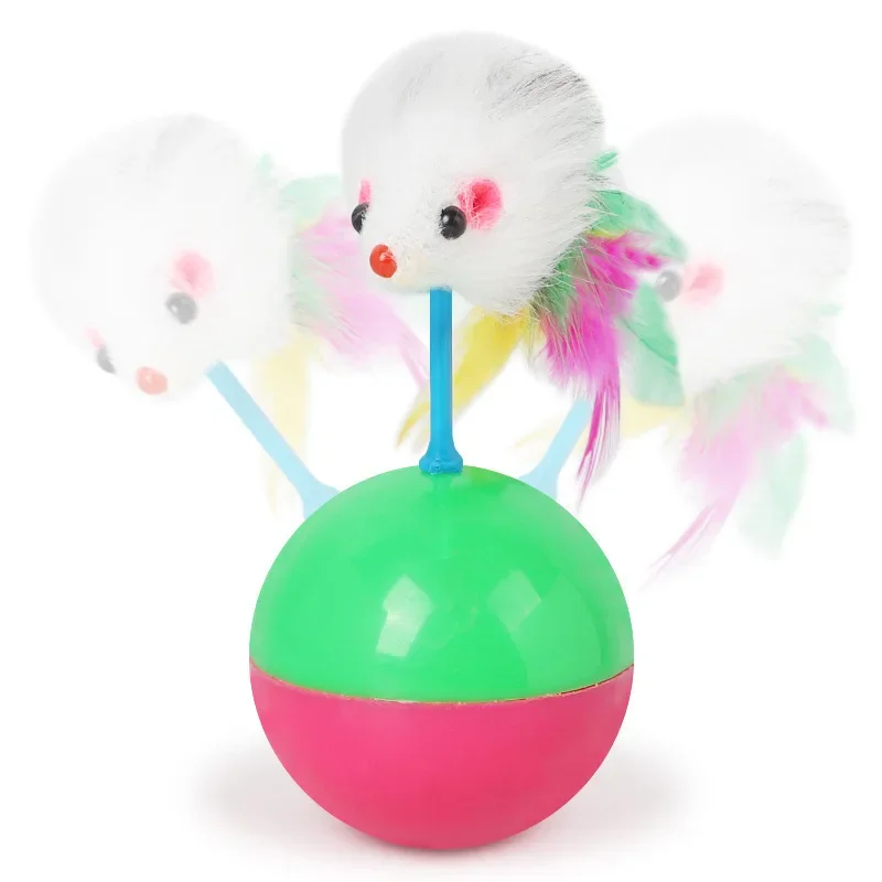 Interaktiver Katzenspielball mit Maus, kein Wippball, Spaß beim Necken von Katzen und Hunden, Selbstspielzeug, Haustierbedarf, Set mit Katzenspielzeugen zum Necken – Detail 7