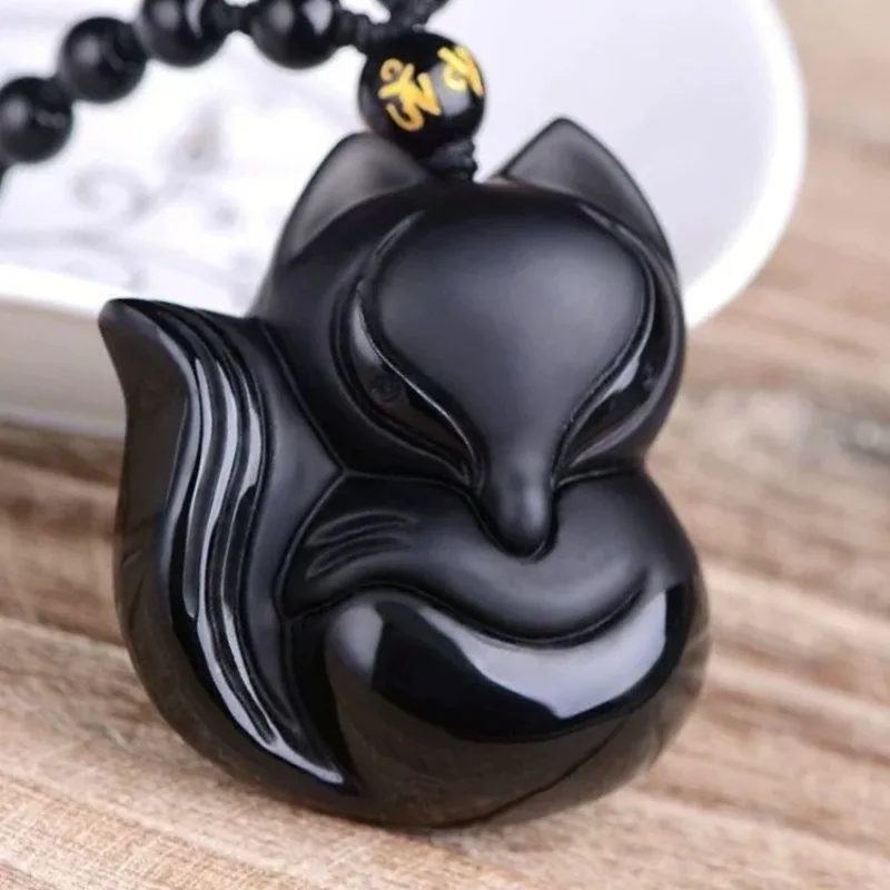 قلادة سبج طبيعي ثعلب ذو تسعة ذيل، مجوهرات قلادة عصرية رائعة متعددة الاستخدامات