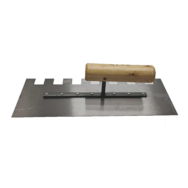 Lado Direito Espátula Serrilhada Com Cabo De Madeira, Claying Trowel, Lâmina De Aço Carbono, 15x15mm Dentes Para Tile, 300mm, 11.81"