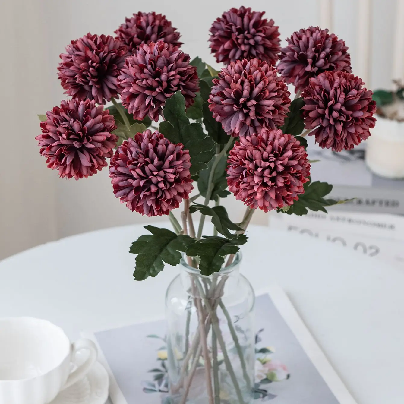 Künstliche Blumen Seidenkugel Chrysanthemen Hochzeitsstrauß für Zuhause, Garten, Bogen, Valentinstag, DIY-Geschenk, Bestseller-Dekoration