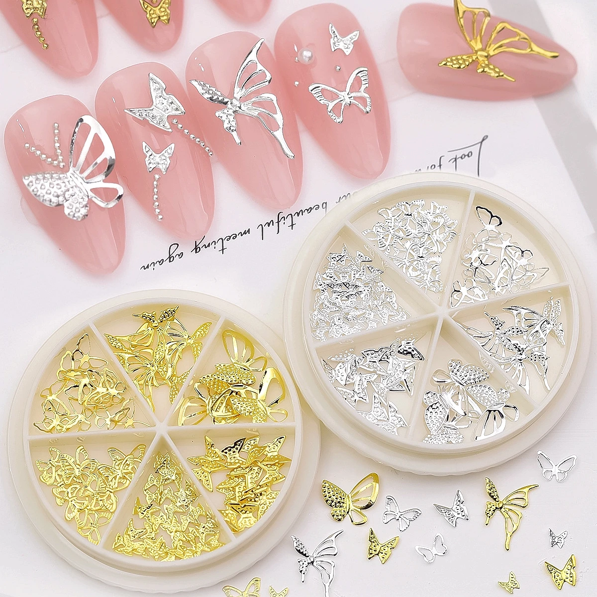 Mixed Design Hollow Metal Butterfly Nail Art Charms Accessories Product For Manicure Decor Parts Nails Decoration Supplies Tool