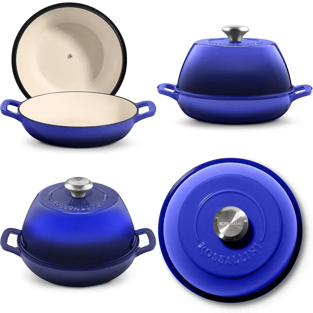 

Enameled Cast Iron Sourdough Bread Oven, Non-Stick, 6-Quart Round with Lid, Indigo Blue for Perfect Baking and Bread Making