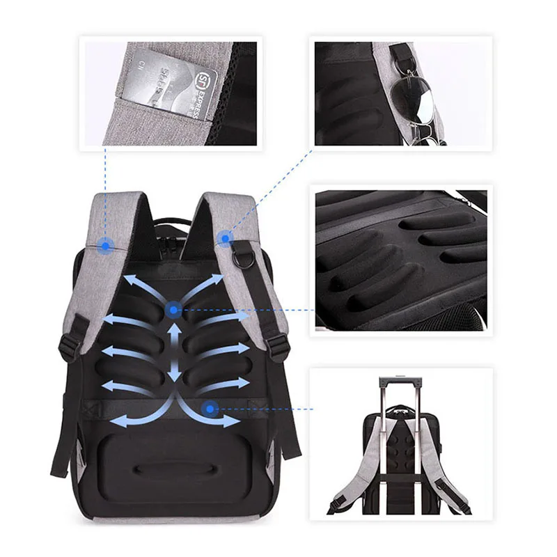 17 inch School Travel Backpack Anti-theft Laptop Bag for Men Wowen Waterproof Notebook Bag