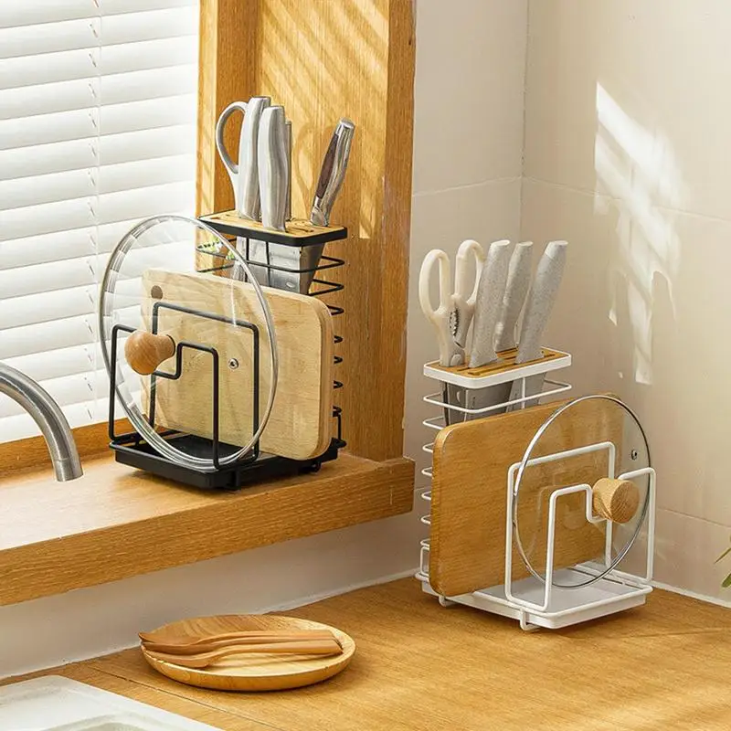 Cutting Board Stand Rack Shelf Stand MultiLayer Space Saving Rustproof Multifunctional Pot Lid Holder Non-slip Kitchen Organizer