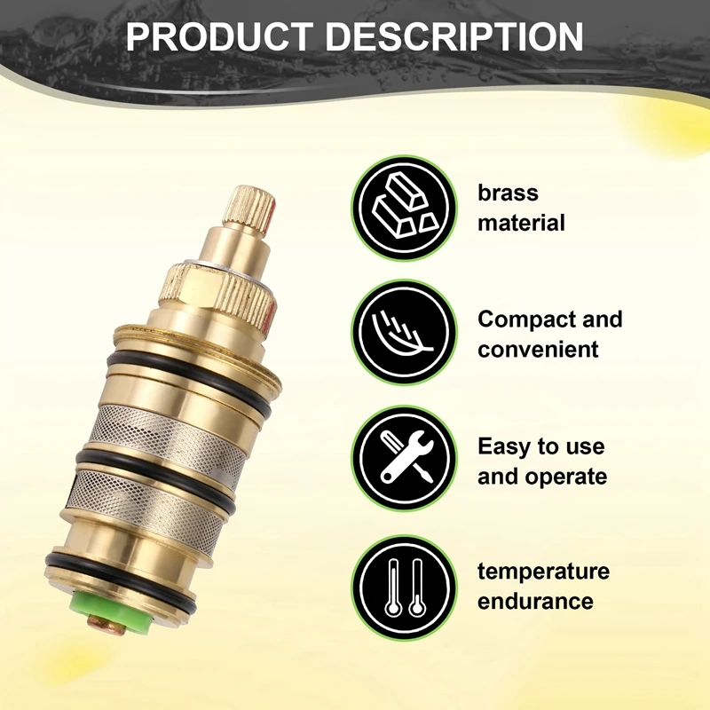 Brass Replacement Thermostatic Cartridge,Shower Mixer Valve Bar Repair Kit Intelligent Thermostatic Valve Core