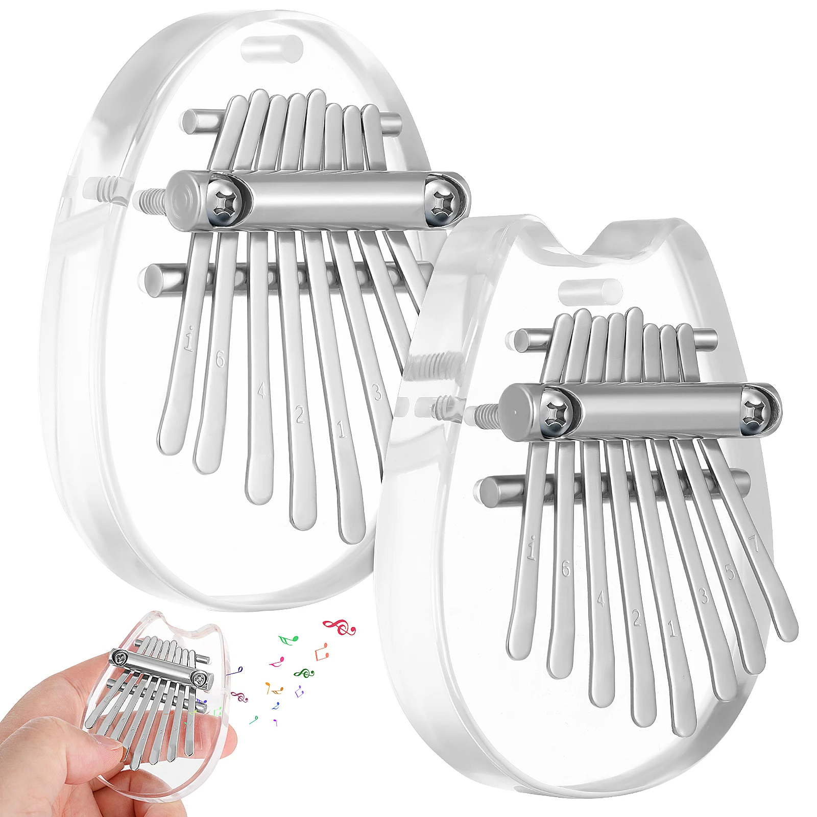 

2 pcs Mini Thumb Piano for Kids Finger Kalimba Instruments Portable Compact Sturdy Acrylic Fun Family Play