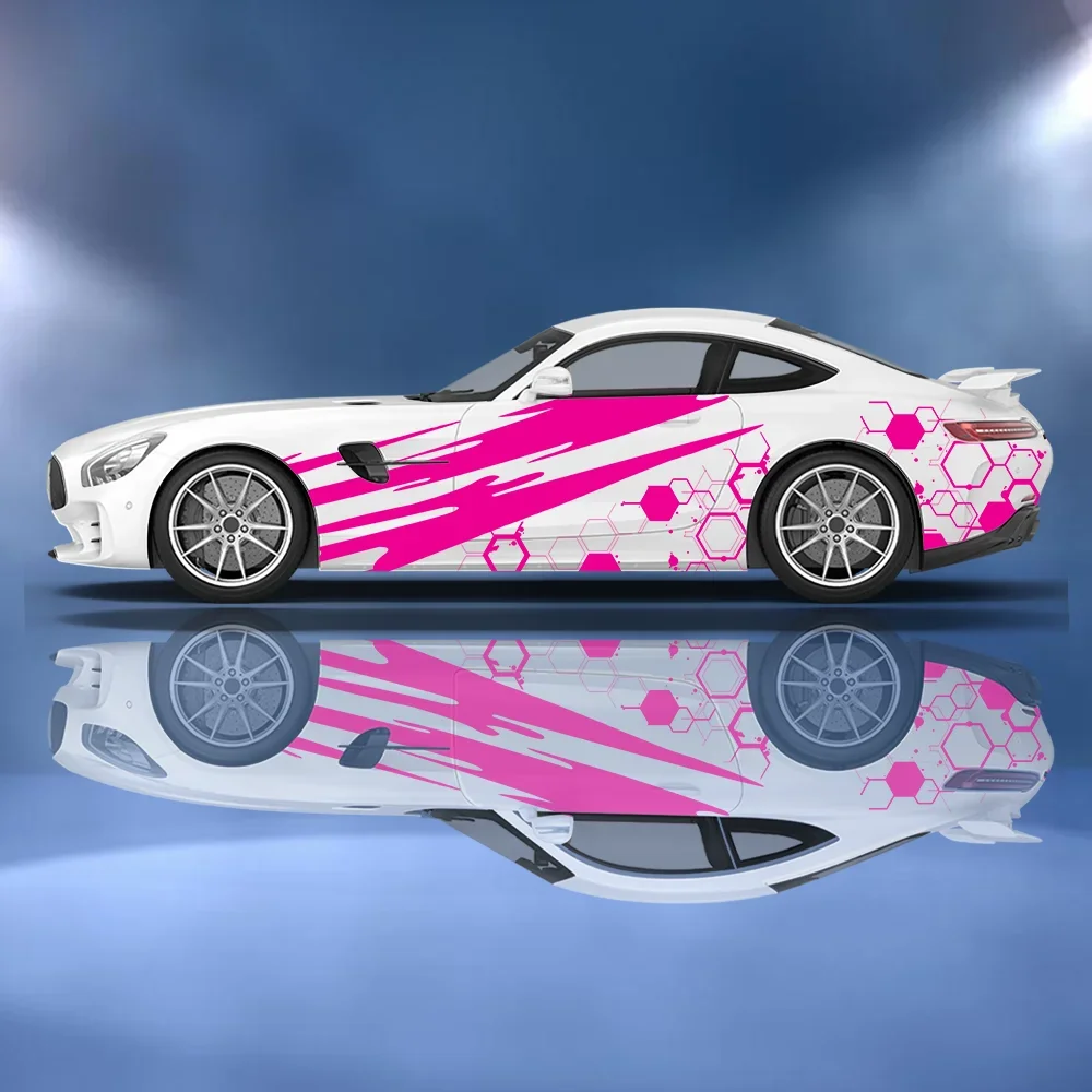 

Splash Honeycomb Gradient Car Side Sticker Decor, PVC Waterproof Scratch Resistant Decal, Car Protection, Auto Accessories Gift