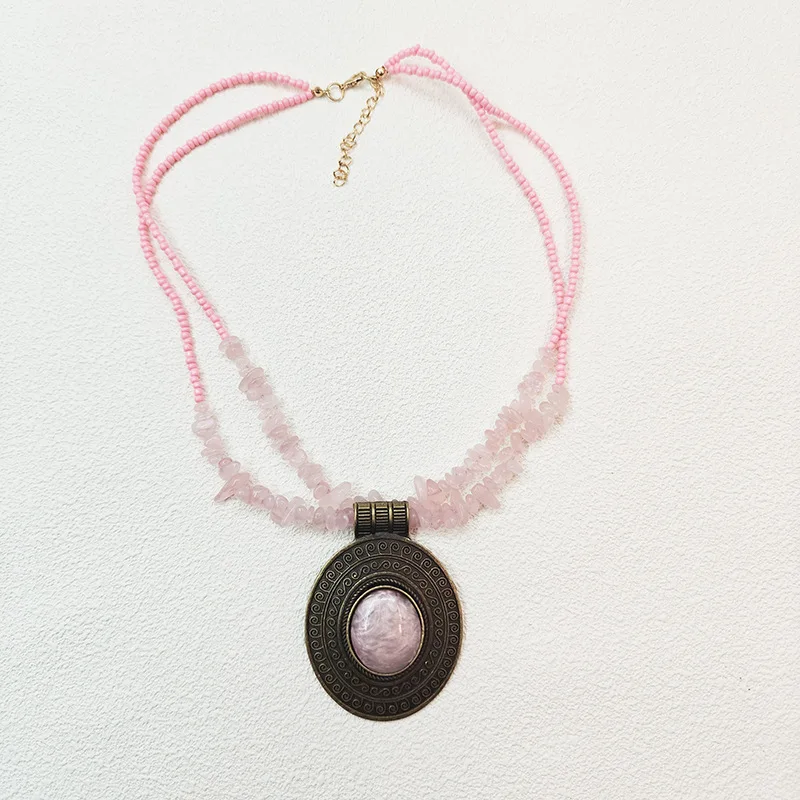 Ovale Pullover-Kette, mehrfarbige Legierung, Vintage-Damenmode, vielseitige lange Halsketten, exquisiter Schmuck – Detail 5