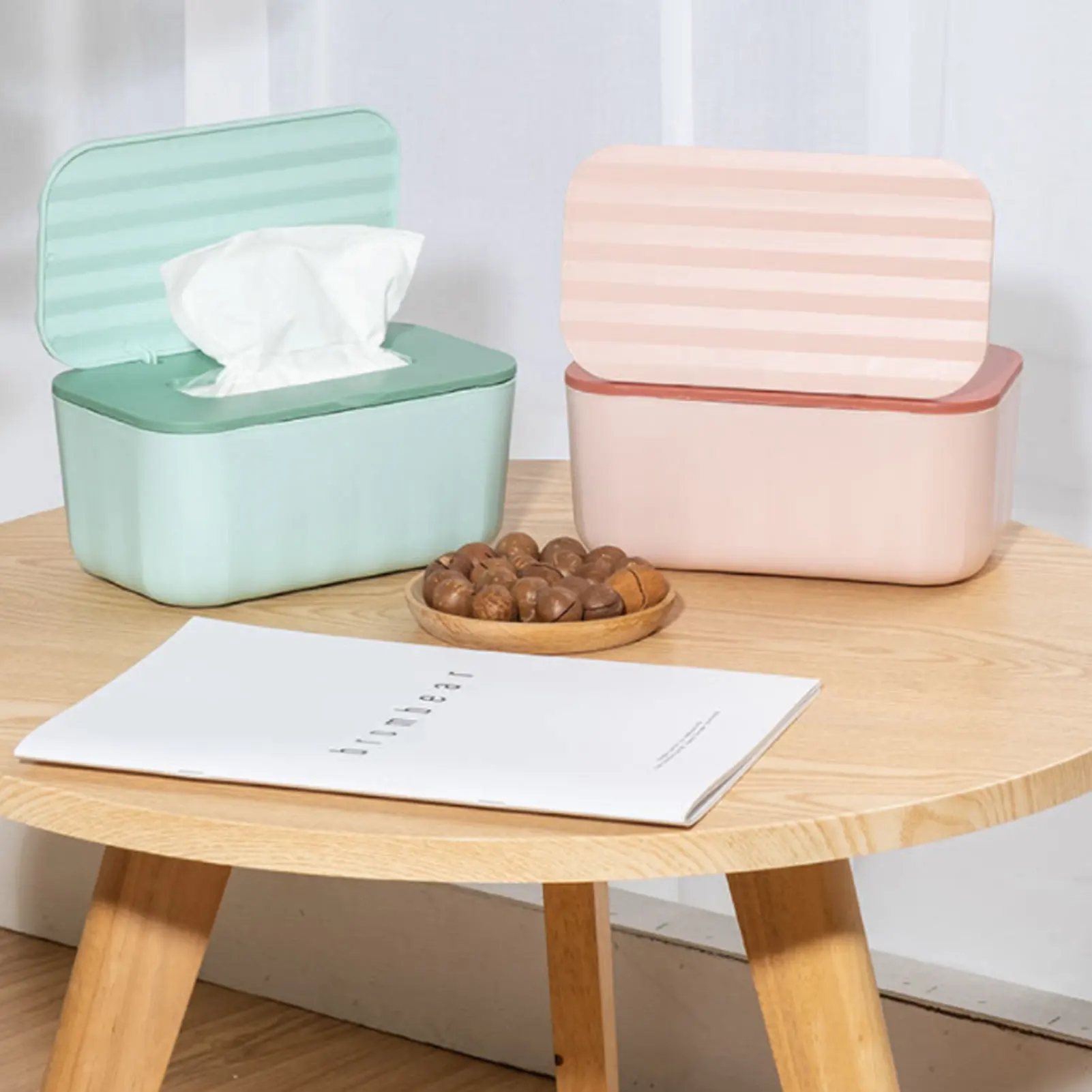 

20x12x9.5cm Desktop Tissue Box Macaron Color Minimalist Storage Box For Paper Wet Wipes Mask Multifunction Home Organizer Box
