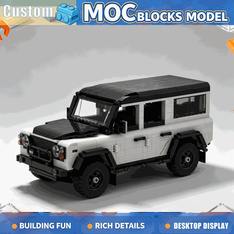 1443PCS Classic White Off Road 4x4 SUV Vehicle Model DIY Creative Building Blocks Collection Display Educational Decor Xmas Gift