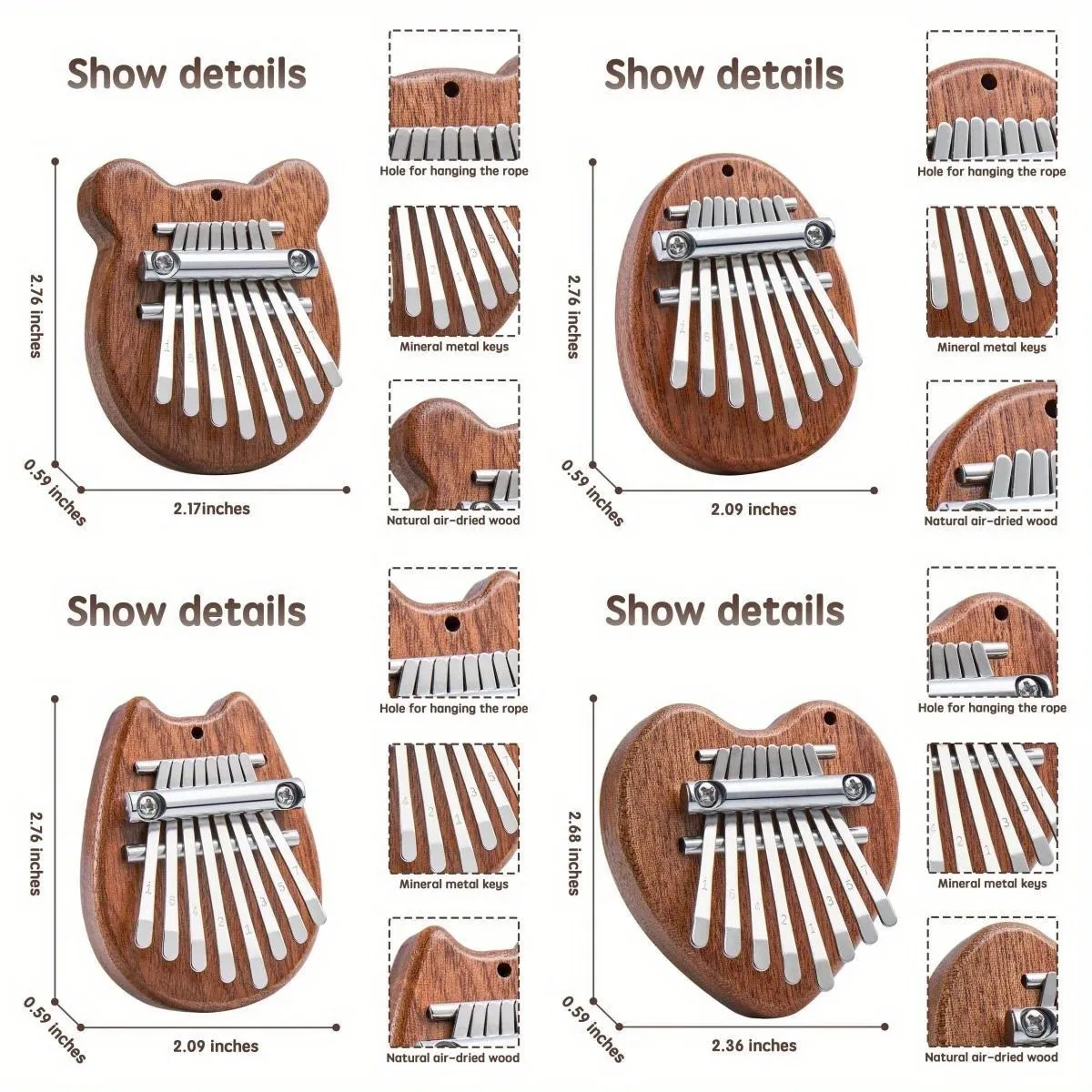 Mini 8 Key Kalimba Thumb Piano Gifts for Kids Beginners Music Lovers Players,Cute Instrument Pendant Keychain Accessories