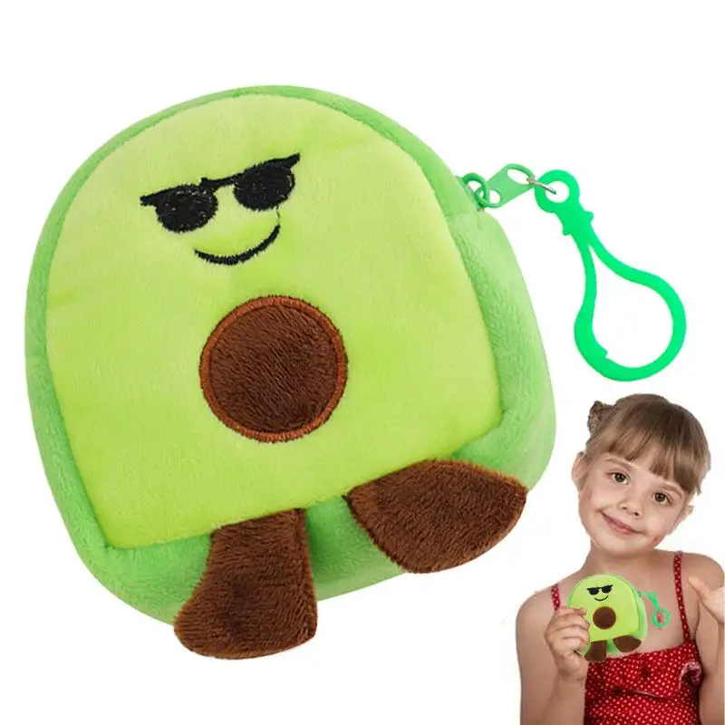 Portamonete cartone animato avocado Portaoggetti piccolo portafoglio porta cambio Peluche cartone animato Borsa in peluche avocado alla moda Ciondolo piccola moneta morbida