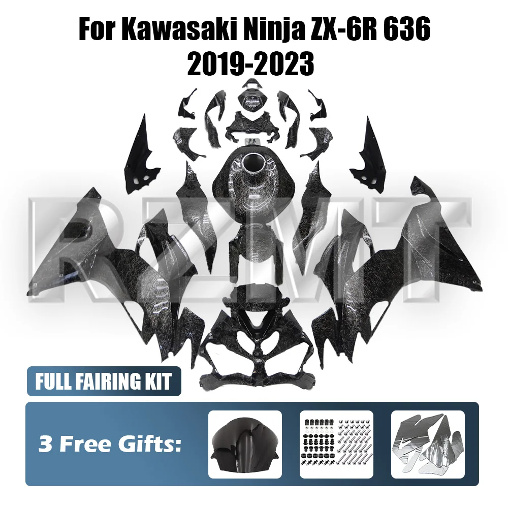 Для мотоцикла KAWASAKI Ninja ZX6R 636 ZX-6R 2019-2023, комплект обтекателей из АБС-пластика, изготовленный методом инжекционного формования, индивидуальный дизайн, карбоновое волокно rzmt.