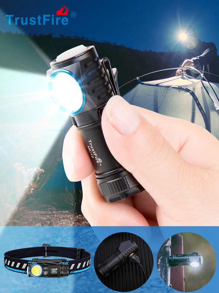 TrustFire MC12 EDC potężna latarka czołowa LED 1000 lumenów magnetyczna ładowalna latarka czołowa XP-L HI latarka kempingowa latarka — Zdjęcie 2 z 2