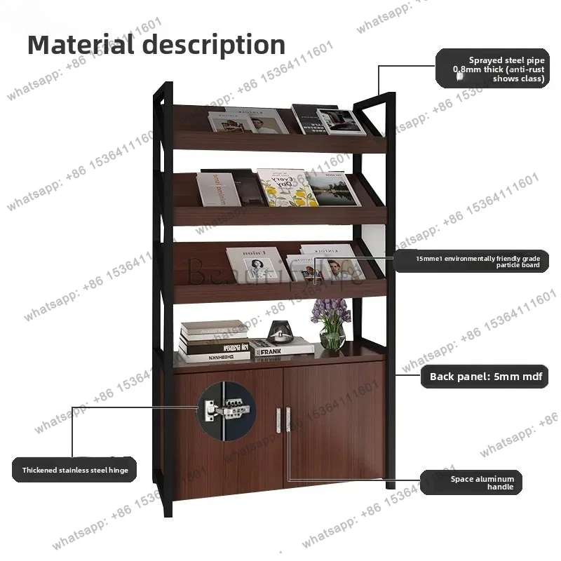 Office Newspaper Magazine Rack Storage Rack Booklet Display Rack Floor Cabinet