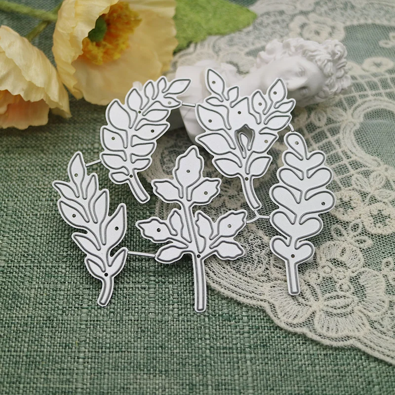 5PCS Leaves Scrapbooking Dies DIY Greeting Card Punch Stencil Embossing Knife Mold Template Handicrafts Metal Cutting Dies