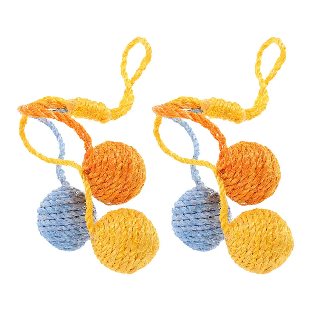 

2Pcs Sisal Cat Ball Hanging Interactive Dangle Scratcher for Indoor Pets Small Apartments Mental Stimulation Cat Moving Toy