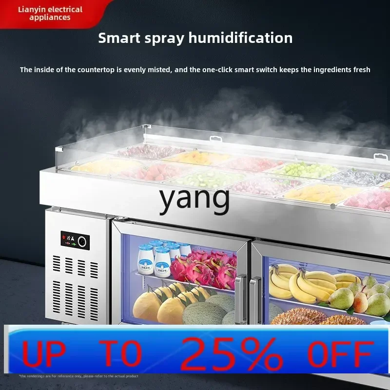 

lmm fruit fishing display cabinet spray refrigerated salad table slotted commercial fresh-keeping cabinet