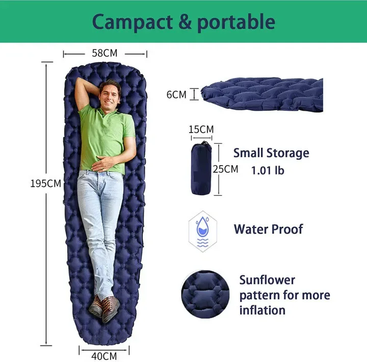 Camping Ultralight Sleeping Air Mat, Self-Inflating, Inflatable, Winter