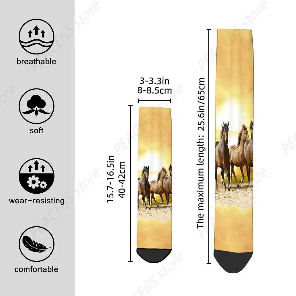 Horse Mens Fun Dress Socks Wildlife Sunset Ranch Farm Summer Beast Mane Mammal Grass Speed Running For Women Men