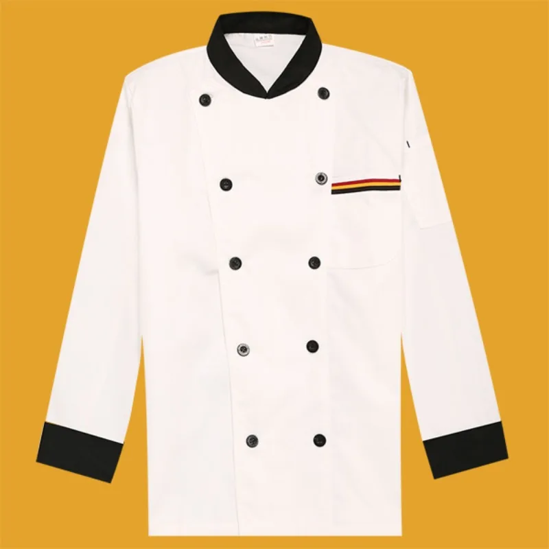 Uniforme de chef de manga curta longa unissex para restaurante, cantina, hotel, cozinha, catering, roupa de trabalho