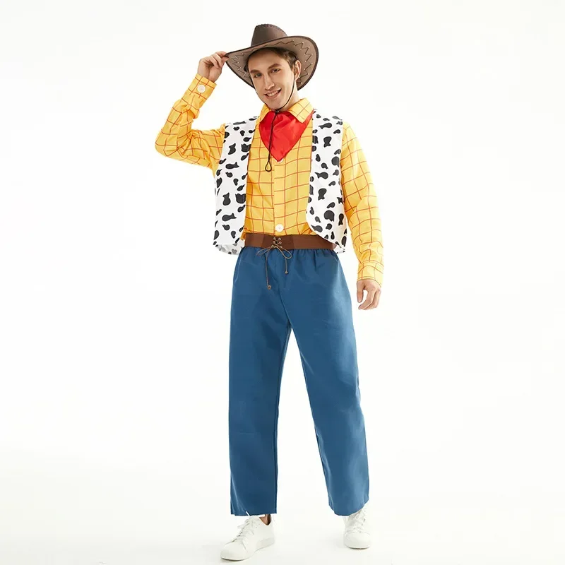 New Halloween Woody Costume Family Matching Outfits Couple Cosplay Woody Sheriff Clothes Carnival Sheriff Cowboy Fancy Dress