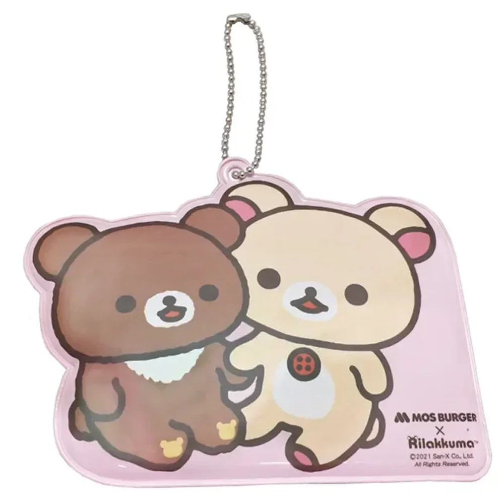 

New Cute Rilakkuma Korilakkuma Bear Pink ID Card Holder Case Stand for Women Girl Bag Keychain Card Cover Cardholder